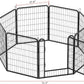 Dog Playpen, Outdoor Dog Fence, 8 Panels, 32" H Dog Pen for Medium/Small Dogs, Heavy Duty Metal Pet Fence with Gate, Portable Dog Fence for RV Camping and Yard (Black)