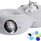 8-Shaped Large Cat Tunnel Bed for Indoor Cats, Infinite Circulation Peekaboo Cat Cave with 12 Toy Balls, Cat Donut Tunnel for Cats up to 30 Pounds (Light Grey, L 38x24x11in)