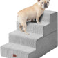 EHEYCIGA Dog Stairs for Bed 20" H, 4-Step Extra Wide Dog Steps for High Bed, Pet Steps for Small Dogs and Cats, Non-Slip Balanced Pet Ramp Indoor, Light Grey
