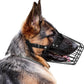 German Shepherd Dog Muzzle Metal Basket for Medium Large Dogs Adjustable Durable Leather Straps Secure Wire Mask for Biting Chewing Barking (Black, L - Size)