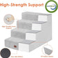 EHEYCIGA Dog Stairs for Bed 20" H, 4-Step Extra Wide Dog Steps for High Bed, Pet Steps for Small Dogs and Cats, Non-Slip Balanced Pet Ramp Indoor, Light Grey