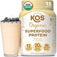 KOS Vegan Protein Powder Erythritol Free, Vanilla - USDA Organic Pea Protein Blend, Plant Based Superfood Rich in Vitamins & Minerals - Keto, Dairy Free - Meal Replacement for Women & Men, 15 Servings