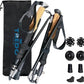 TREDO Premium Collapsible Trekking Poles - Ultralight Aluminum & Carbon Fiber - Adjustable Folding Hiking Poles - Lightweight for Men & Women - Comfortable Cork/EVA Grips - 2pc Set