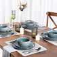 GBHOME Ceramic Dinnerware Sets for 6, 18 Pieces Stoneware Plates and Bowls Sets, Scratch Resistant Dishes, Dishwasher & Microwave Safe, Space Blue
