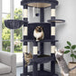 Globlazer Corner Cat Tree Tower for Indoor Cats, 51in Multi-Level Cat Condo Tower with Large Hammock, 7 Sisal Scratching Posts, Oversized Top Perch, Spacious Cat Cave, Hanging Basket, C51, Dark Grey
