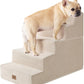EHEYCIGA Dog Stairs for High Bed 22.5" H, 5-Step Dog Steps for Bed, Pet Steps for Small Dogs and Cats, Non-Slip Balanced Pet Ramp Indoor, Beige
