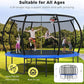 10 12 14 15 16FT Outdoor Trampolines for Kids and Adults, Pumpkin Trampoline with Curved Poles, Recreational Trampoline with Basketball Hoop and Safety Enclosure Net for Kids and Adults