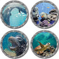 4 PCS Removable 3D Under The Sea Nature Scenery Wall Decals - Animals Wall Sticker Home Wall Art Decor for Bathroom Bedroom Door Kids Baby Nursery Room - Includes Turtles, Dolphins, Sea Lions, Coral
