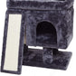 SYANDLVY Small Cat Tree for Indoor Cats Large Adult, Activity Tower with Scratching Post, Modern House with Padded Perch, Kittens Condo with Board, Cat Cave (Smoky Grey)