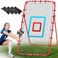 Volleyball Rebounder Net 7x4 Ft, 5-Angle Adjustable Rebounder Net for Practicing Digging, Setting, Spiking, Bounce Back Training Equipment with 2 Target Stripes & Portable Travel Bag for Storage