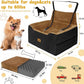 Dog Car Seat for Small/Medium Dogs, Memory Foam Dog Booster Seat, Travel Safety Per Car Seat with Washable Removable Cover, Storage Pockets for Dogs up to 35 lbs(BlackBrown)
