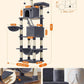 Feandrea Cat Tree, 81.1-Inch Large Cat Tower with 13 Scratching Posts, 2 Perches, 2 Caves, Basket, Hammock, Pompoms, Multi-Level Plush Cat Condo for Indoor Cats, Smoky Gray UPCT190G01