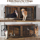 EasyCom 78 Inch Dog Crate Furniture for 2 Dogs, Extra Large Double Dog Cage Large Breed, XXL Thick Wooden Dog Crate TV Stand, Sturdy Dog Kennel with Divider