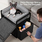 Pet Stairs Ramp Doggie Stairs with Seat & Storage Drawers,Extra Wide Seat Mate Chair Puppy for High Bed Couch Office,Non Slip Dachshunds,Step for Small Dogs,Cat Ladder Grey(Hold Up to 100 lbs)