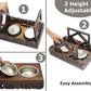 Elevated Pet Feeder for Dogs and Cats - The Bali Carved Wood Pet Feeding Stand with Two Stainless Steel Bowls - Three Heights Adjustable Raised Dog Bowl - Food Water Pet Feeding Station - IRONGATE