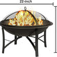 Fire Beauty Fire Pit for Outside Wood Burning,BBQ Grill Steel Fire Bowl with Spark Screen Cover,Log Grate,Poker for Camping Beach Bonfire Picnic Backyard Garden