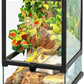 18x12x12 12 Gallon Glass Reptile Tank Front Opening Terrarium Suitable for Leopard Geckos, Snakes Tree Frogs Chameleons Watertight Base, Ventilated Metal Mesh Top, Pre-Drilled Cable Holes