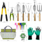 41-Piece Premium Gardening Tool Set, Stainless Steel Heavy Duty Gardening Tool Kit, with Non-Slip Rubber Grip, Storage Tote Bag, Outdoor Hand Tools, Ideal Gardening Gifts for All (Green)