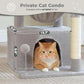 PEQULTI 4-in-1 Cat Tree, 33'' Cat Tower for Indoor Cats with Large Cat Condo, Scratching Post for Cats with Deep Hammock& Cozy Top Perch, Grey