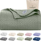 Cloud Scape Linen Herringbone Cotton Throw Blanket for Couch, Bed,Sofa, Home Decor, Soft, Lightweight, All-Season Bed Blanket, 50 x 70, Olive Green