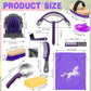 Abbylike 12 Pieces Horse Grooming Kit Racing Festival Tack Room Supplies Horse Brush Sets Equine Care Cleaning Kit Shedding Grooming Massaging Tools(Gray and Purple)