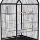 40-Inch Wrought Iron Bird Cage with Open-Top and Rolling Stand, Movable Parrot Cage Pet Bird Flight Cage, 360 Degree View Spacious Interactive Roof Pet Bird House for Medium&Small Birds