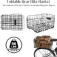 Aodaer Bike Basket with Removable Liner Bag Cargo Net Large Folding Bike Basket Quick Release Metal Ebike Basket Bicycle Storage Basket for Carrying Fruit & Grocery Pets Dogs