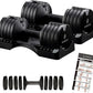 Adjustable Dumbbell – 12.5/25lb Single Unit OR Set of 2 – 5-in-1 Adjustable Weight for Home Gym, Strength Training & Fitness Workouts, White OR Black
