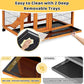 Indoor Rabbit Hutch Outdoor Bunny Hutch with Wheels, 2 Pull-Out Trays, Waterproof Openable Roof, 39" L Large 2-Level Wooden Rabbit Cage Small Animal Enclosure, Orange