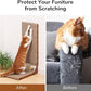 FUKUMARU Cat Scratcher, 26.8 Inch Cat Scratch Pad for Indoor Cats, L Shaped Cardboard Vertical Cats Scratching Board with Ball Toy, Walnut Color, 2 Packs