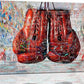 Quorin Banksy Graffiti Boxing Wall Art Red Boxing Gloves Pictures Gym Sport Wall Decor Canvas Print Painting Artwork for Gym Living Room Bedroom 12"x16"