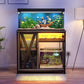 DWVO 40-50 Gallon Aquarium Stand with Power Outlets & LED Light, Cabinet for Fish Tank Accessories Storage - Metal Fish Tank Stand Suitable for Turtle, Reptile Terrarium, 660LBS Capacity, Grey