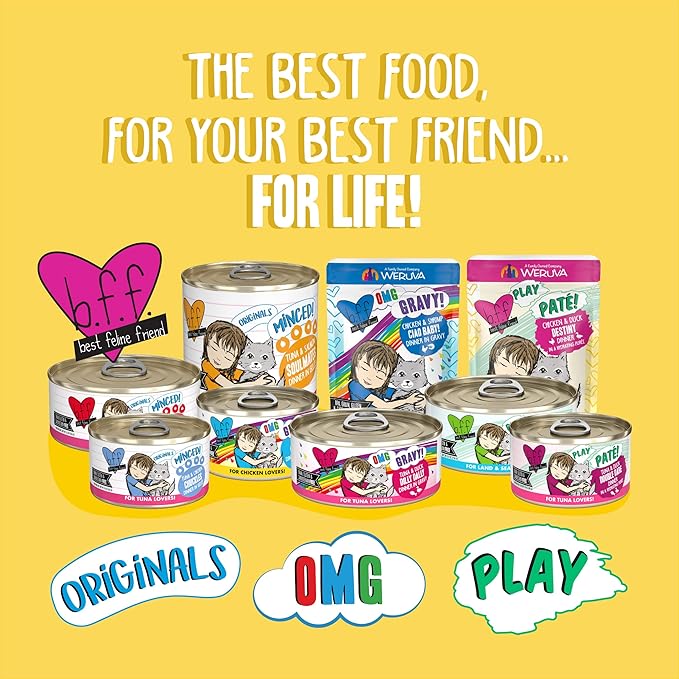 Weruva B.F.F. Play - Best Feline Friend Paté Lovers, Aw Yeah!, Chicken Checkmate with Chicken, 5.5oz Can (Pack of 8)