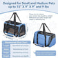 PETSFIT Soft-Sided Cat Carriers & Car Seats with Patent Safe Buckles, Clip-On Harness，18"x11"x11" Airline Approved Pet Carrier - 9 lbs Capacity (Blue)