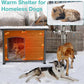 Feral Dog House Outdoor,Anti Bite Iron Frame Dog Kennel,Wood Warm Pets Home,Insulated Weatherproof Outside Shelter for Feral Animal (43.3" (L) x 29.4" (W) x 33.4" (H)-Brown-in)
