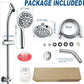 High Pressure Handheld/Rain 82-mode 3-way Shower Head Combo with 25.75" Adjustable Drill-free Stainless Steel Slide Bar, Pet & Tub Power Wash and Anti-clog Nozzles, with 5ft Hose - Polished Chrome
