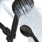 High Pressure Shower head with Handheld 7 Modes, Built-in Power Wash to Clear Tub. Tile & Pets, 5” High Flow Hand Held Hydro Rain Showerhead with Stainless Steel Hose and Adjustable Bracket-Matt Black