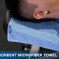 Microfiber Gym Towels with Snap Strap Closure, Ribbed Pattern Sports Towels for Yoga, Home and Outdoor Activities, 27” x 16”, 6 Pack, Light Blue