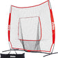 ZELUS Baseball Net 7 ft x7 ft, Softball Hitting & Pitching with Carry Bag, Ground Stakes, Portable Backstop & Bow Frame, Training Equipment for All Ages