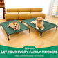 Elevated Dog Bed Raised Outdoor Dog Cot for Medium Dogs, Installation Requires No Tools, Frame with Washable Cooling Breathable Mesh Anti-Slip Feet, Indoor Pet Bed, Green, 35.4 Inches