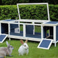 Rabbit Hutch Indoor Leakproof Bunny Cage Fir WoodenOutdoor Bunny House with Wire Floor Leakproof Plastic Tray (Blue)