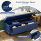 Classic Shoe Storage Bench with Cushion and Three Drawers, Fluted Entryway Bench with Storage for Entryway, Living Room, Hallways 44.0" L x 15.9" W x 18.9" H Antique Navy