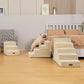 Dog Stairs for Small Dogs & Cats, 3-Step Non-Slip Pet Steps for Couch Sofa and Chair, Beige, 13.6" H