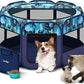 Dog Playpen, Pet Playpen, Portable Cat Playpen, Foldable Puppy Playpen Exercise Kennel Tent with Carry Case Collapsible Bowl,Water-Resistant Shade Cover for Indoor Outdoor Travel （Bule,Medium）