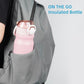 Insulated Water Bottle with Straw and Carry Loop,18 oz Stainless Steel Double Wall Vaccum Metal Water Flask with Leak-proof Lid,Pink