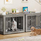YITAHOME 76 Inch Double Dog Crate Furniture, XXL Dog Crate Furniture for 2 Dogs, Side End Table, Waterproof Top, Safety Corners, 2-in-1 Iron-Wood Fusion Dog Kennel Furniture for 2 Large Dogs,Greige