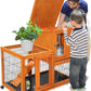 Indoor Rabbit Hutch Outdoor Bunny Hutch with Wheels, 2 Pull-Out Trays, Waterproof Openable Roof, 39" L Large 2-Level Wooden Rabbit Cage Small Animal Enclosure, Orange