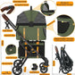 PAWZIDEA Double Pet Stroller with 2 Detachable Carriers, Portable Dog Crate for Car Travel & TSA-Approved Expandable Cat Carrier, Foldable Lightweight Jogger Stroller for 2–4 Cats or Small/Medium Dogs