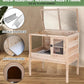 GUTINNEEN Guinea Pig Cage Rabbit Cage Indoor with Chew-Proof Edges, Clean Deep Tray, Leakproof PVC Layer, Small Animals Cage with Adjustable Legs - Natural Wood Color