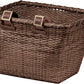 Retrospec Bicycles Cane Woven Rectangular Toto Basket with Authentic Leather Straps and Brass Buckles